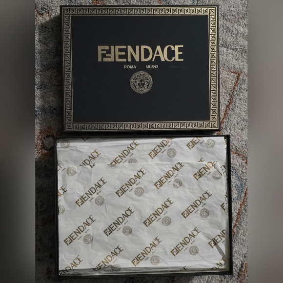 New Deadstock Fendace Fendi/Versace Silk Calfskin Baroque Print Heels! - Picture 11 of 12